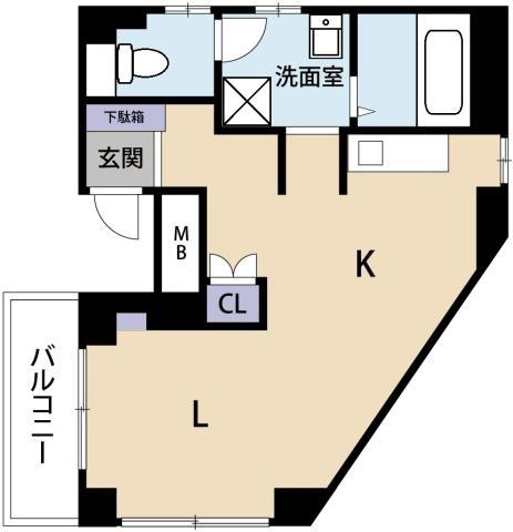 SPACE SIX(ワンルーム/3階)の間取り写真