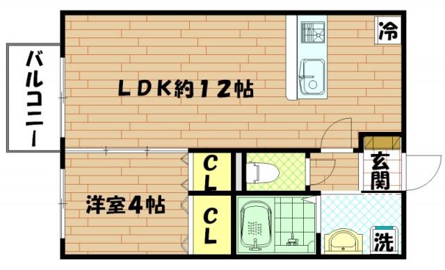 プティ・リヴィエール(1LDK/2階)の間取り写真