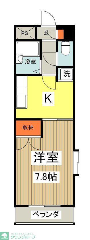 ドミネント清水(1K/2階)の間取り写真