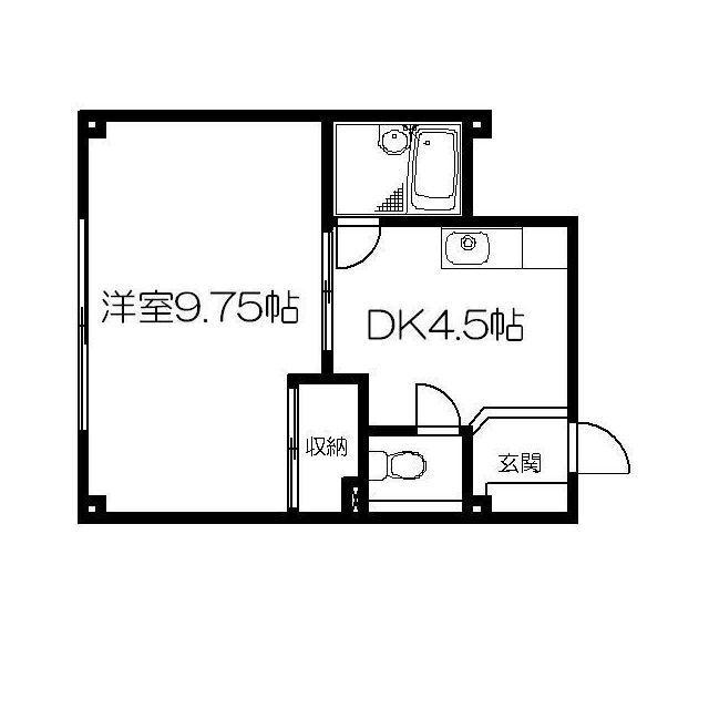 ピュアビル(1DK/3階)の間取り写真