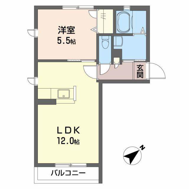 メロディ・ハートB棟(1LDK/2階)の間取り写真