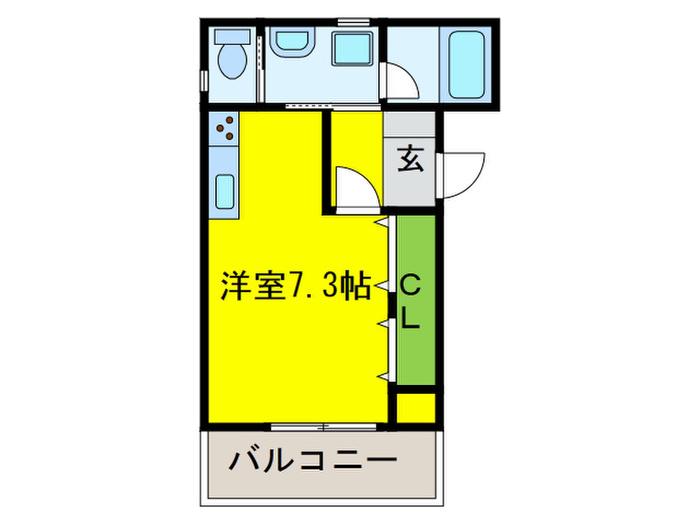 ランコントル北条(ワンルーム/3階)の間取り写真