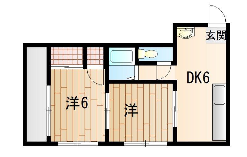 スカイハイツ(2DK/2階)の間取り写真