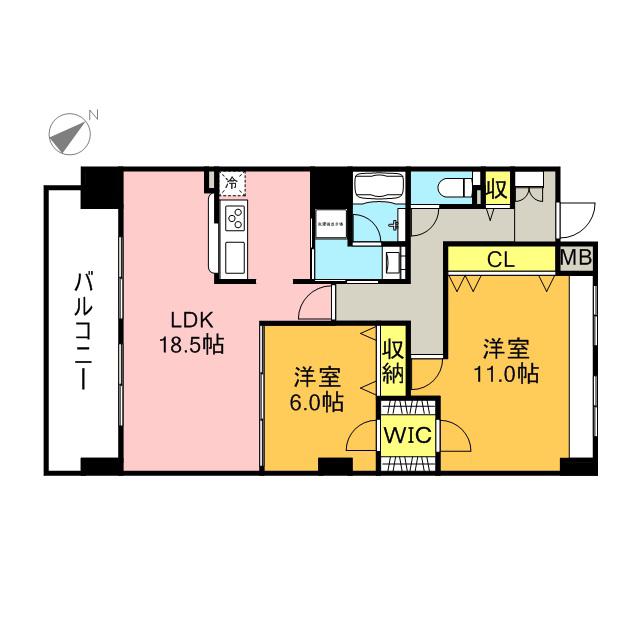 CORTILE MARUFUKU(2LDK/10階)の間取り写真