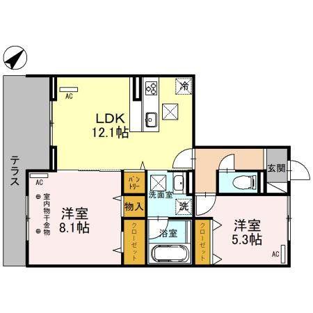 ソアヴィータ(2LDK/2階)の間取り写真