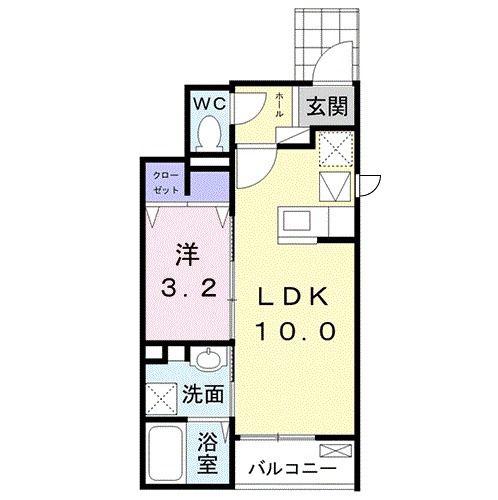 ヴィオラII(1LDK/1階)の間取り写真