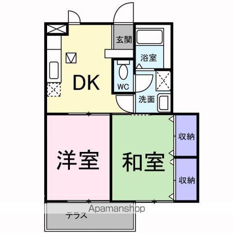 プラネッツあおき1(2DK/1階)の間取り写真