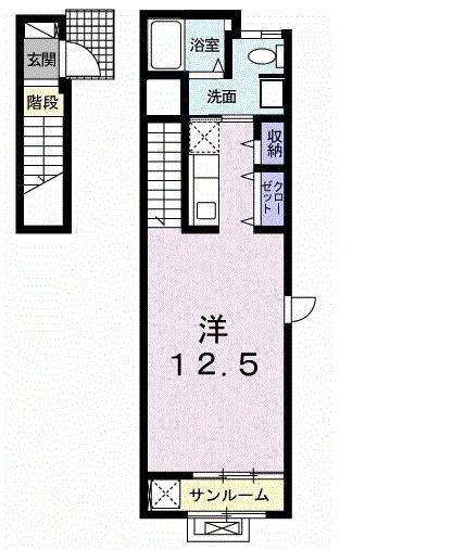 グレイスガーデン(ワンルーム/2階)の間取り写真