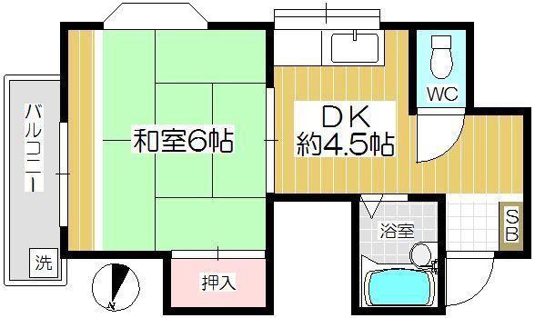 グリーンパーク三共(1DK/1階)の間取り写真