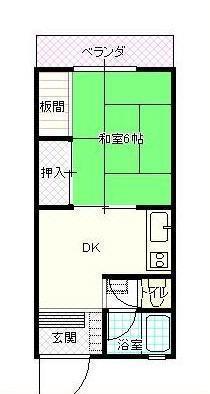 吉岡マンション(1DK/2階)の間取り写真