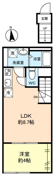 メゾントールモンド八千代中央(1LDK/2階)の間取り写真