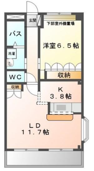 アーバングラス(1LDK/2階)の間取り写真