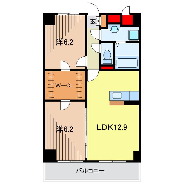 モア・クラージュ(2LDK/6階)の間取り写真
