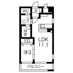 アルファパル大喜新町(1LDK/5階)の間取り写真