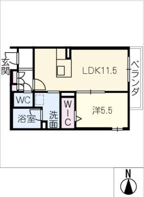 山紫水明(1LDK/3階)の間取り写真