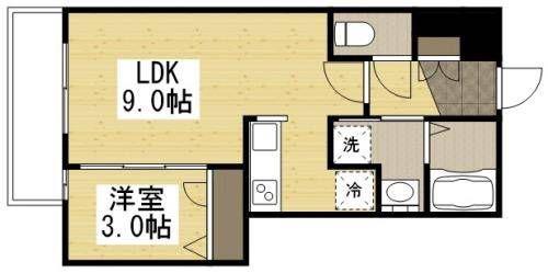 月光福山三吉町(1LDK/2階)の間取り写真