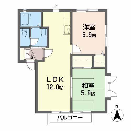 ディアスOD II(2LDK/2階)の間取り写真