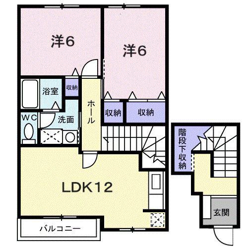 アルトピアーノ北神戸II(2LDK/2階)の間取り写真