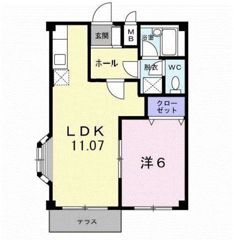 レピュート中村(1LDK/1階)の間取り写真