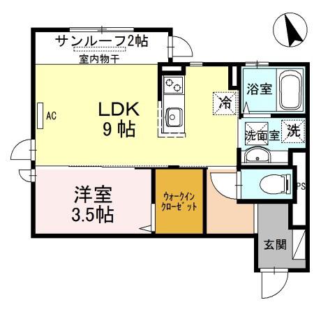 リベーラ辻II(1LDK/1階)の間取り写真