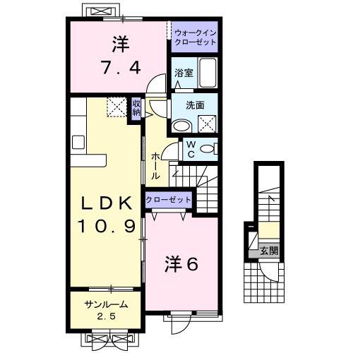 ＪＲ小浜線 小浜駅 徒歩29分 2階建 築14年(2LDK/2階)の間取り写真