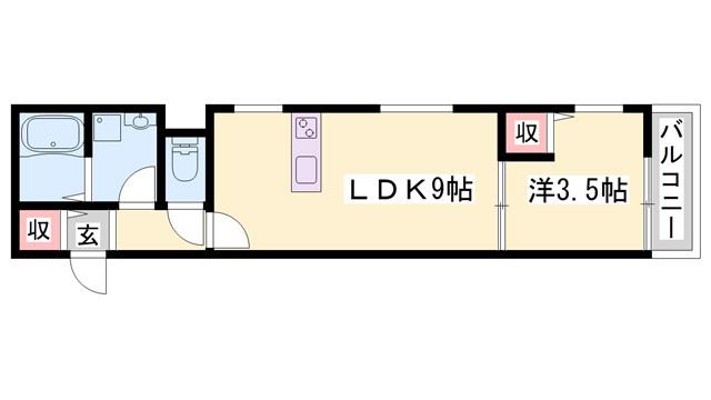 ヴィクトリアレジデンス高砂(1LDK/3階)の間取り写真