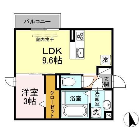 歩夢II(1LDK/2階)の間取り写真