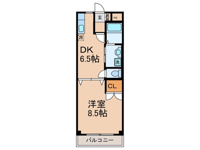 STハイランド(1DK/6階)の間取り写真