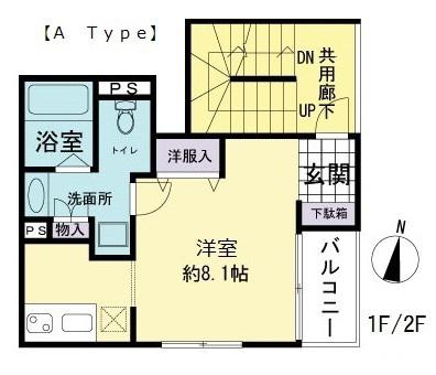 シュロス山下(1K/1階)の間取り写真