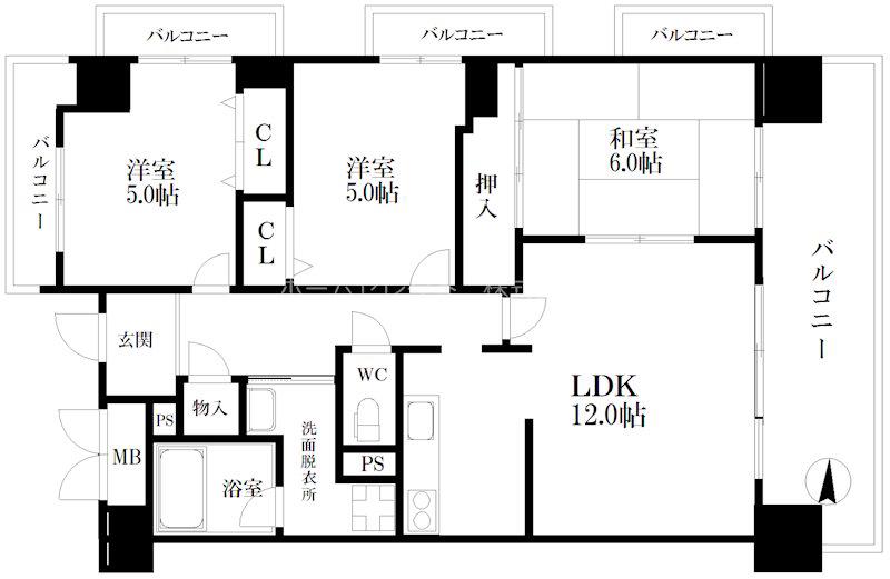 パークハイム南加賀屋(3LDK/5階)の間取り写真