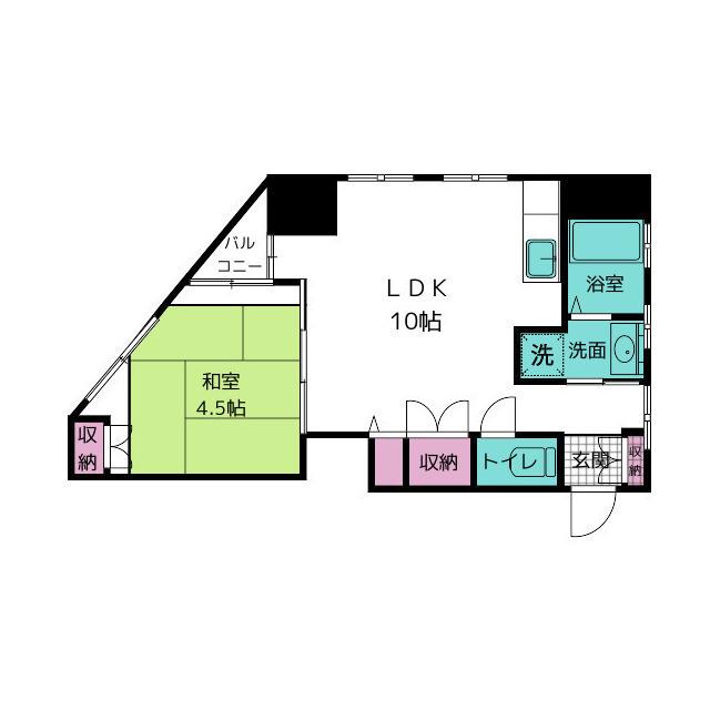 高島屋マンション(1LDK/5階)の間取り写真