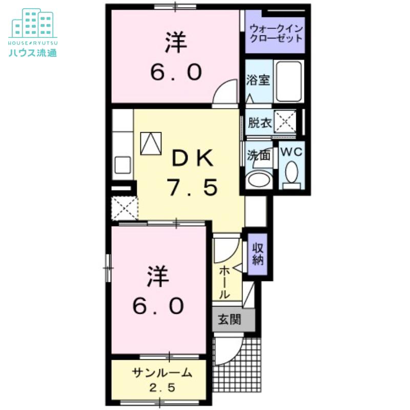 ティアガーネット・B(2DK/1階)の間取り写真