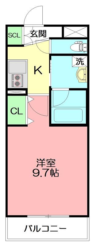 メゾンオルレアン(1K/1階)の間取り写真