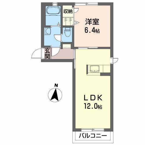グレイス ガーデンB(1LDK/2階)の間取り写真