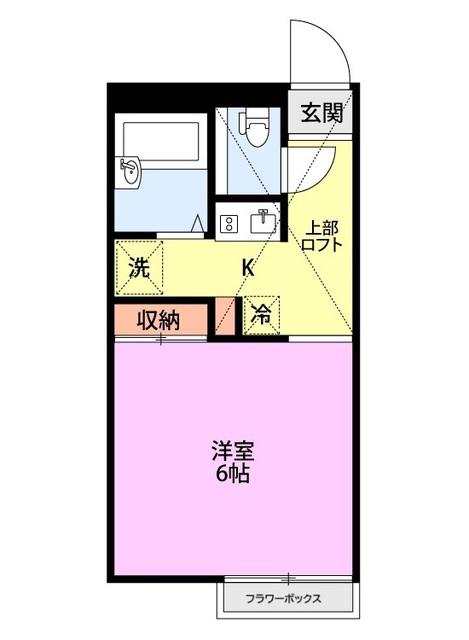 アルプスU(1K/2階)の間取り写真