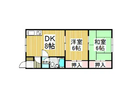 ハイツ木村(2DK/2階)の間取り写真