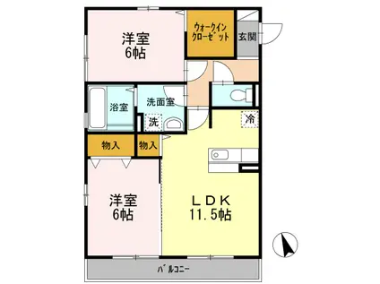 KファインA(2LDK/3階)の間取り写真