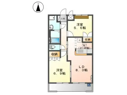 ハピネスA(2LDK/1階)の間取り写真
