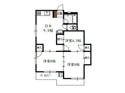 コーポ横山(3DK/1階)の間取り写真