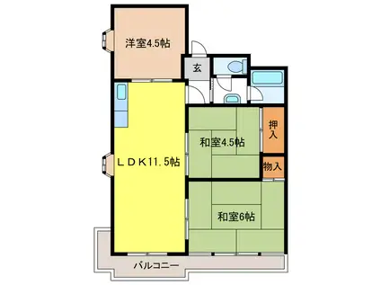 ハイタウンみずほI(3LDK/4階)の間取り写真