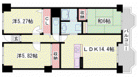 シャトゥ・ブランシェ(3LDK/12階)の間取り写真