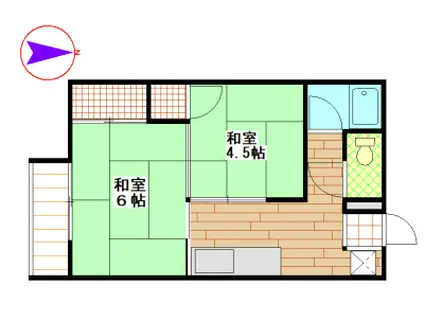 第2ヤマカ莊(2K/2階)の間取り写真