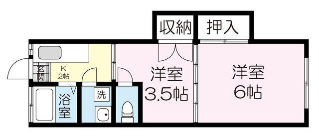 第2ジュリヤン(2K/2階)の間取り写真