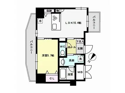 PALAIS FELICIA(1LDK/4階)の間取り写真