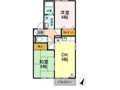 シャトルミヤケE棟(2DK/2階)の間取り写真