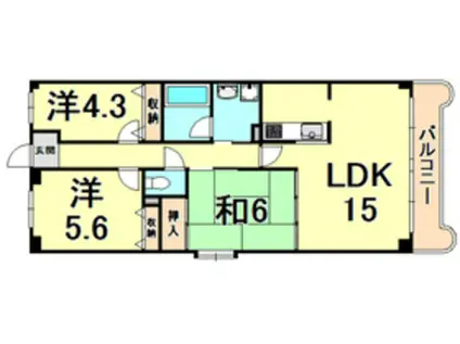 ドミールタワー幸大(3LDK/9階)の間取り写真