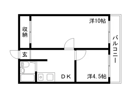下沢ヤングハイツ 南館(2DK/4階)の間取り写真