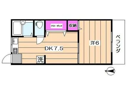 クレール・アサガヤ(1DK/2階)の間取り写真