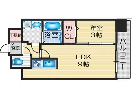 ATTIRANT西三国(1LDK/9階)の間取り写真