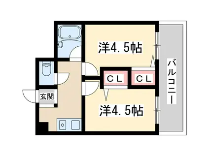 木川東エクセルハイツ(2K/4階)の間取り写真